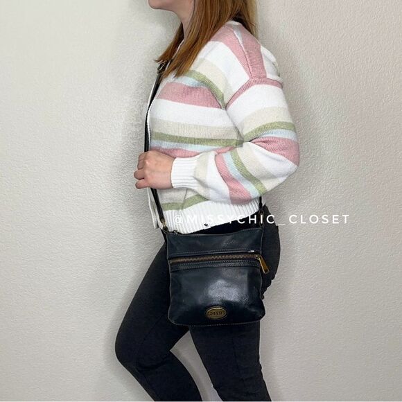 Fossil Black Leather Crossbody Bag - Picture 2 of 13